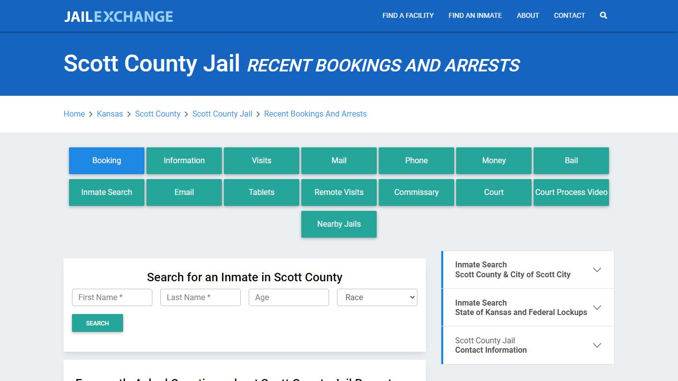 Scott County Jail KS Recent Arrests and Bookings - Jail Exchange