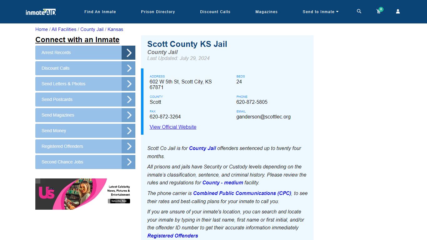 Scott County KS Jail - Inmate Locator