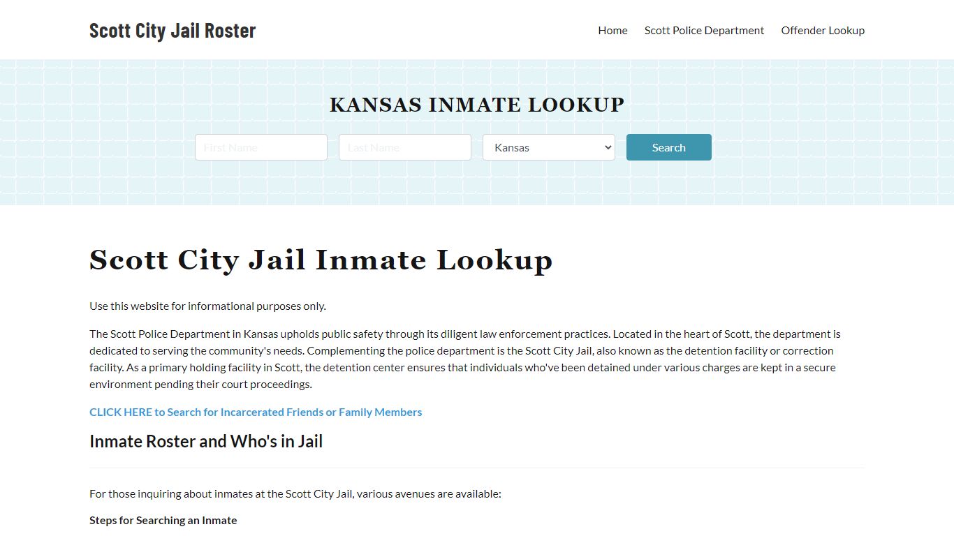 Scott City Jail, KS Inmate Search, Jail Roster, Bookings